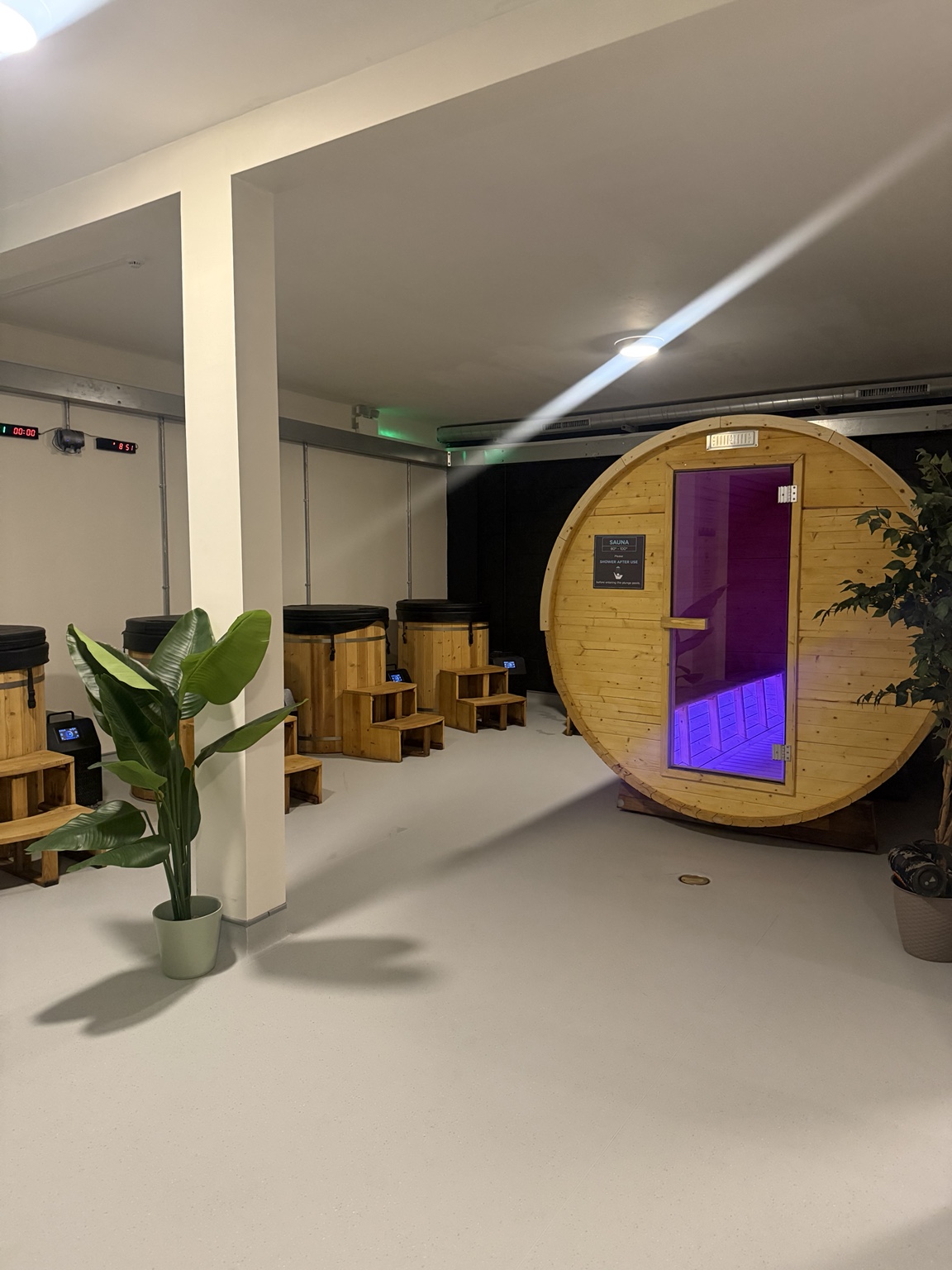 Revibe sauna and cold plunge area
